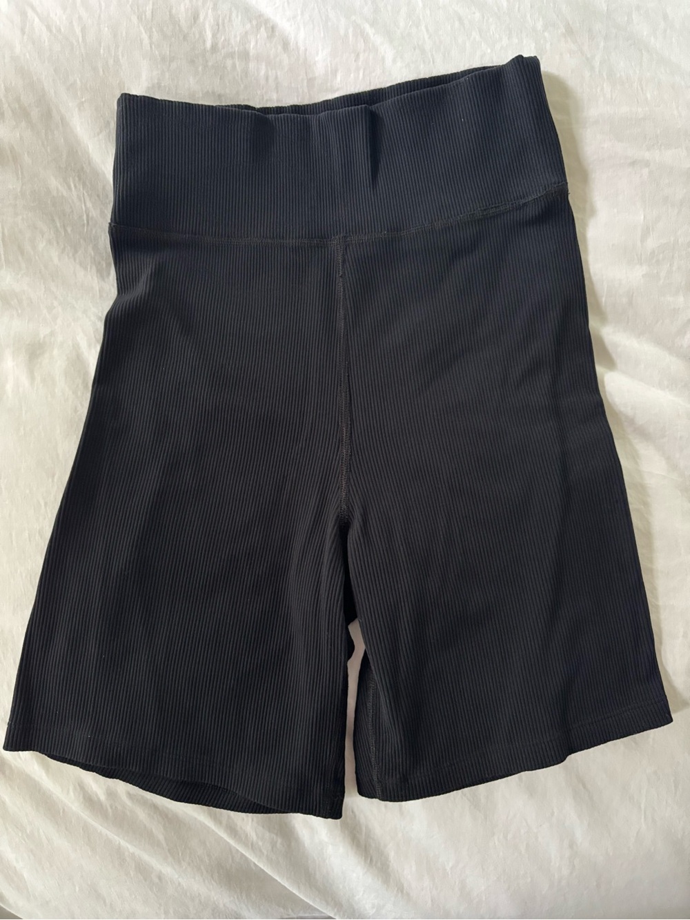 Abercrombie & Fitch Black Ribbed High-Waist Bike Shorts